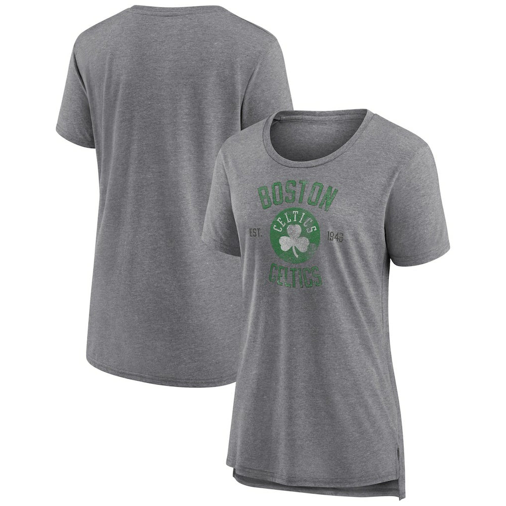 Heather Gray Boston Celtics Women's Heritage Tri-Blend T-Shirt | NBA