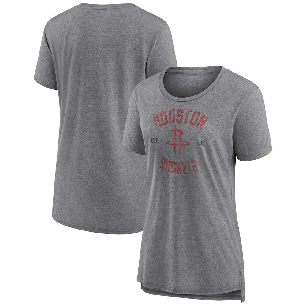 Heather Gray Houston Rockets Women's Heritage Tri-Blend T-Shirt | NBA
