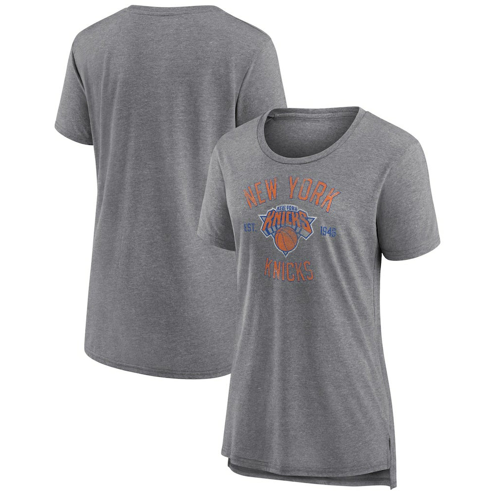 Heather Gray New York Knicks Women's Heritage Tri-Blend T-Shirt | NBA