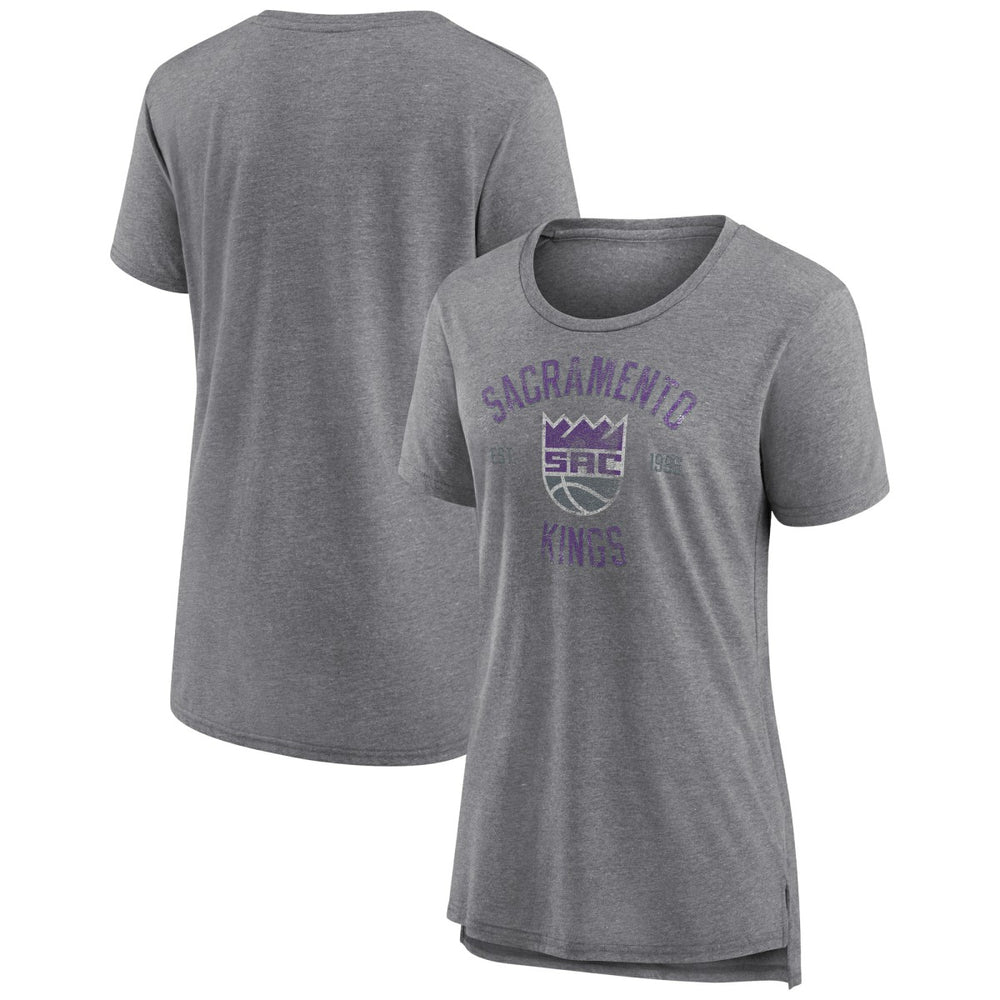 Heather Gray Sacramento Kings Women's Heritage Tri-Blend T-Shirt | NBA