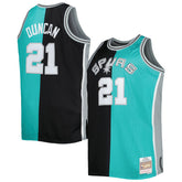 Black/Teal Tim Duncan San Antonio Spurs Big & Tall Hardwood Classics 1998/99 Split Swingman Jersey | NBA