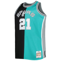 Black/Teal Tim Duncan San Antonio Spurs Big & Tall Hardwood Classics 1998/99 Split Swingman Jersey | NBA