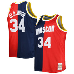Navy/Red Hakeem Olajuwon Houston Rockets Big & Tall Hardwood Classics 1993/94 Split Swingman Jersey | NBA