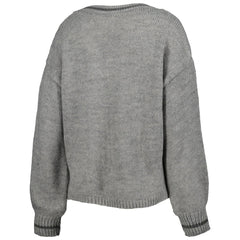 Gray Brooklyn Nets Lusso Women's Scarletts Lantern Sleeve Tri-Blend V-Neck Pullover Sweater | NBA