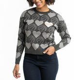 Charcoal Phoenix Suns Lusso Women's Basketball Love Swarovski Crystal Intarsia Pullover Sweater | NBA