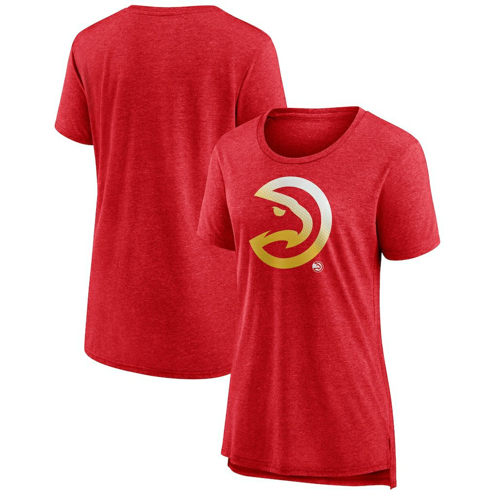 Heather Red Atlanta Hawks Women's Gradient Logo Tri-Blend T-Shirt | NBA