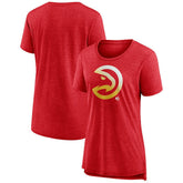 Heather Red Atlanta Hawks Women's Gradient Logo Tri-Blend T-Shirt | NBA