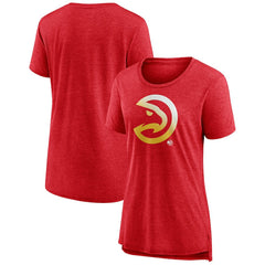 Heather Red Atlanta Hawks Women's Gradient Logo Tri-Blend T-Shirt | NBA