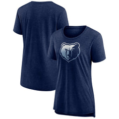 Heather Navy Memphis Grizzlies Women's Gradient Logo Tri-Blend T-Shirt | NBA