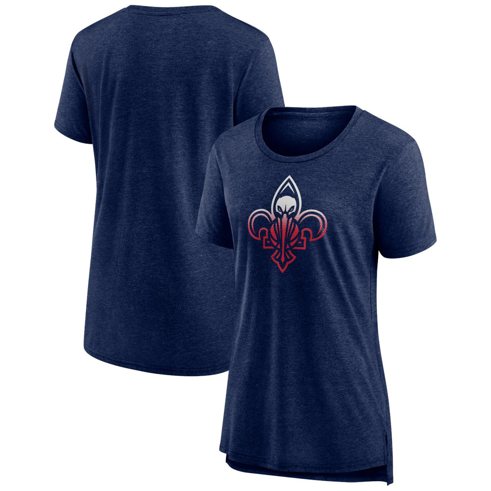 Heather Navy New Orleans Pelicans Women's Gradient Logo Tri-Blend T-Shirt | NBA