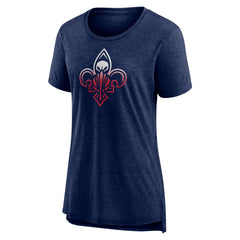 Heather Navy New Orleans Pelicans Women's Gradient Logo Tri-Blend T-Shirt | NBA