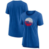 Heather Red Philadelphia 76ers Women's Gradient Logo Tri-Blend T-Shirt | NBA