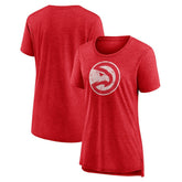 Heather Red Atlanta Hawks Women's Distressed Logo Tri-Blend T-Shirt | NBA