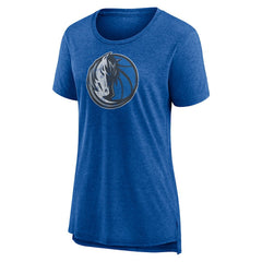 Heather Blue Dallas Mavericks Women's Distressed Logo Tri-Blend T-Shirt sale | NBA