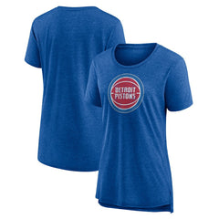 Heather Blue Detroit Pistons Women's Distressed Logo Tri-Blend T-Shirt sale | NBA