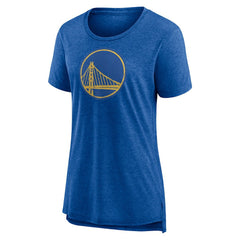 Heather Royal Golden State Warriors Women's Distressed Logo Tri-Blend T-Shirt sale | NBA