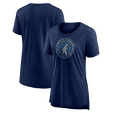 Heather Navy Minnesota Timberwolves Women's Distressed Logo Tri-Blend T-Shirt | NBA
