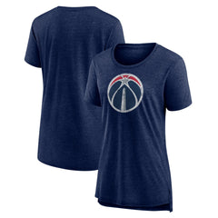 Heather Navy Washington Wizards Women's Distressed Logo Tri-Blend T-Shirt | NBA