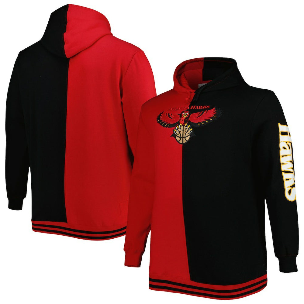 Red/Black Atlanta Hawks Hardwood Classics Big & Tall Hardwood Classics Split Pullover Hoodie | NBA