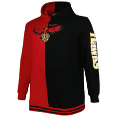 Red/Black Atlanta Hawks Hardwood Classics Big & Tall Hardwood Classics Split Pullover Hoodie | NBA