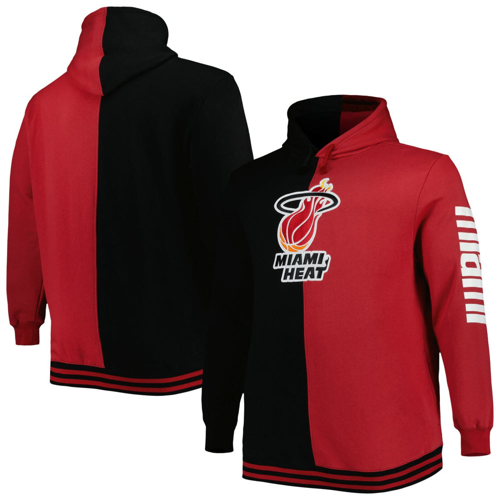 Black/Red Miami Heat Hardwood Classics Big & Tall Hardwood Classics Split Pullover Hoodie | NBA