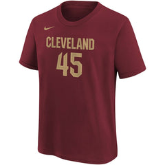 Wine Donovan Mitchell Cleveland Cavaliers Youth Icon Edition Name & Number T-Shirt sale | NBA
