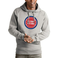 Heather Gray Detroit Pistons Antigua Team Logo Victory Pullover Hoodie sale | NBA