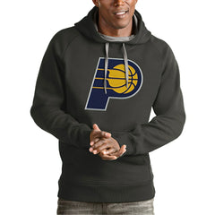 Charcoal Indiana Pacers Antigua Team Logo Victory Pullover Hoodie | NBA