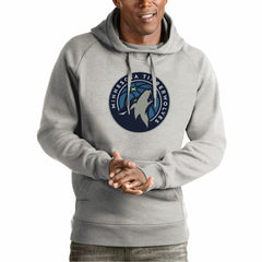 Heather Gray Minnesota Timberwolves Antigua Team Logo Victory Pullover Hoodie | NBA