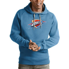 Light Blue Oklahoma City Thunder Antigua Team Logo Victory Pullover Hoodie | NBA