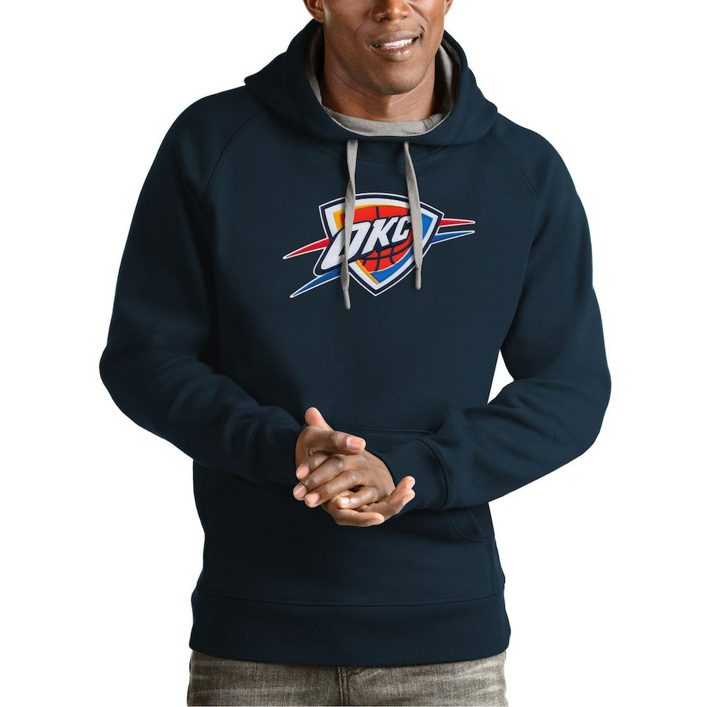 Navy Oklahoma City Thunder Antigua Team Logo Victory Pullover Hoodie | NBA