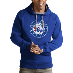 Royal Philadelphia 76ers Antigua Team Logo Victory Pullover Hoodie | NBA