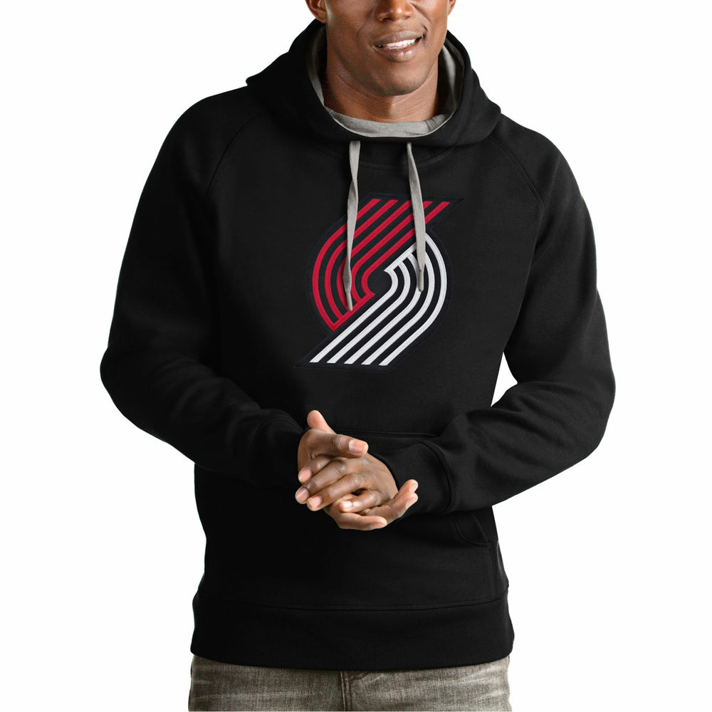 Black Portland Trail Blazers Antigua Team Logo Victory Pullover Hoodie | NBA