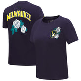 Milwaukee Brewers Pro Standard Women's Roses Fitted T-Shirt - MLB T-shirts
