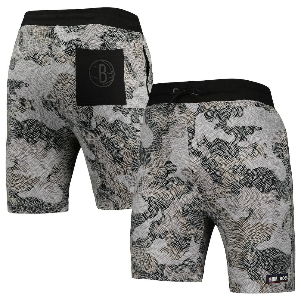Black Brooklyn Nets NBA x Hugo Boss Slam Camo Shorts | NBA