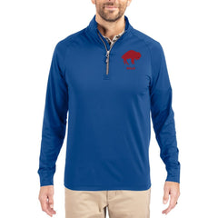 Buffalo Bills Cutter & Buck Adapt Eco Knit Stretch Recycled Big & Tall Quarter-Zip Throwback Pullover Top | NFL Outlet