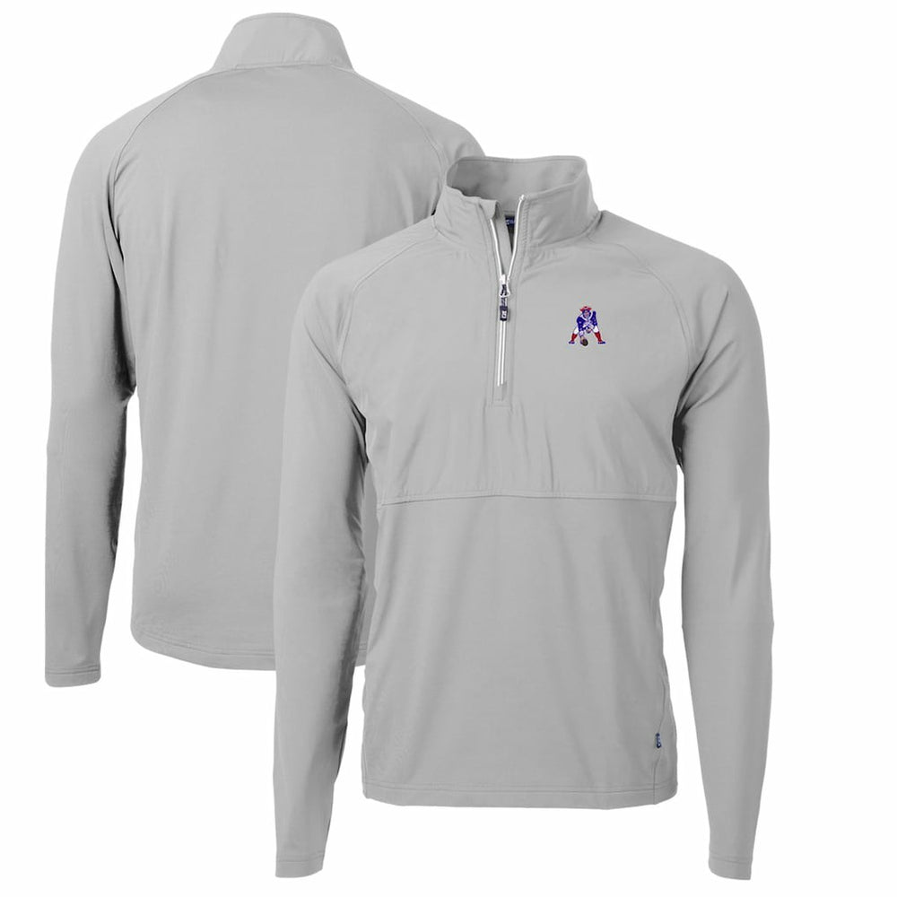 New England Patriots Cutter & Buck Adapt Eco Knit Hybrid Recycled Quarter-Zip Throwback Pullover Top | NFL Sale
