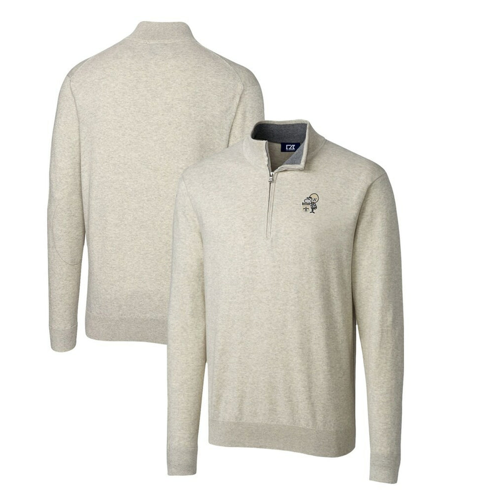 New Orleans Saints Cutter & Buck Throwback Logo Lakemont Tri-Blend Quarter-Zip Pullover Sweater | NFL Hot