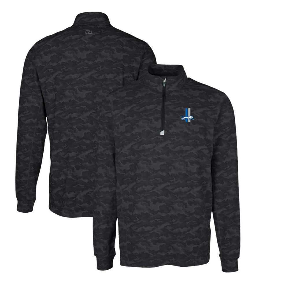 Detroit Lions Cutter & Buck Throwback Logo Traverse Camo Print Stretch Quarter-Zip Pullover Top | NFL Outlet