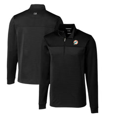 Miami Dolphins Cutter & Buck Throwback Logo Traverse Stripe Stretch Quarter-Zip Pullover Top | NFL Sale