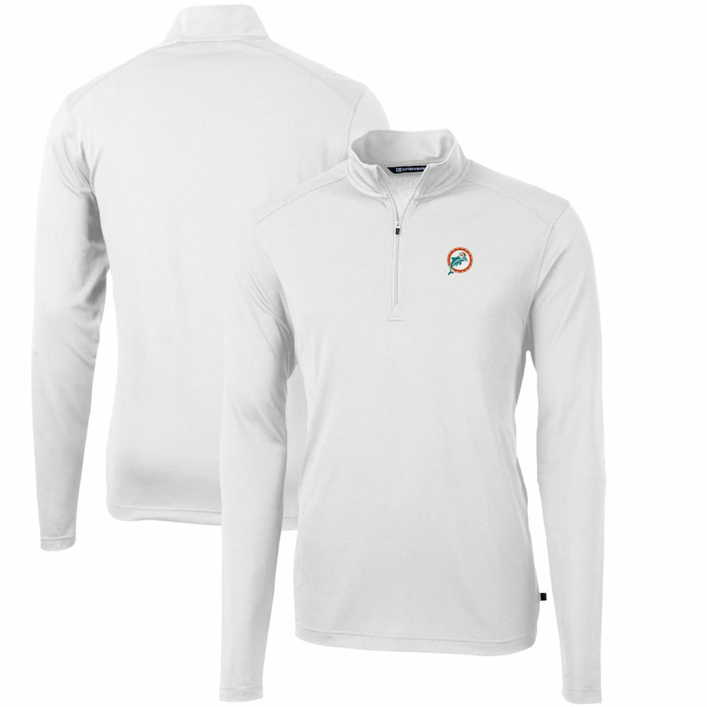 Miami Dolphins Cutter & Buck Throwback Logo Virtue Eco Pique Recycled Quarter-Zip Pullover Top | NFL Outlet