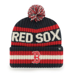 Boston Red Sox '47 Primary Team Logo Bering Pom Top Cuff Knit Hat – Navy - MLB Hats