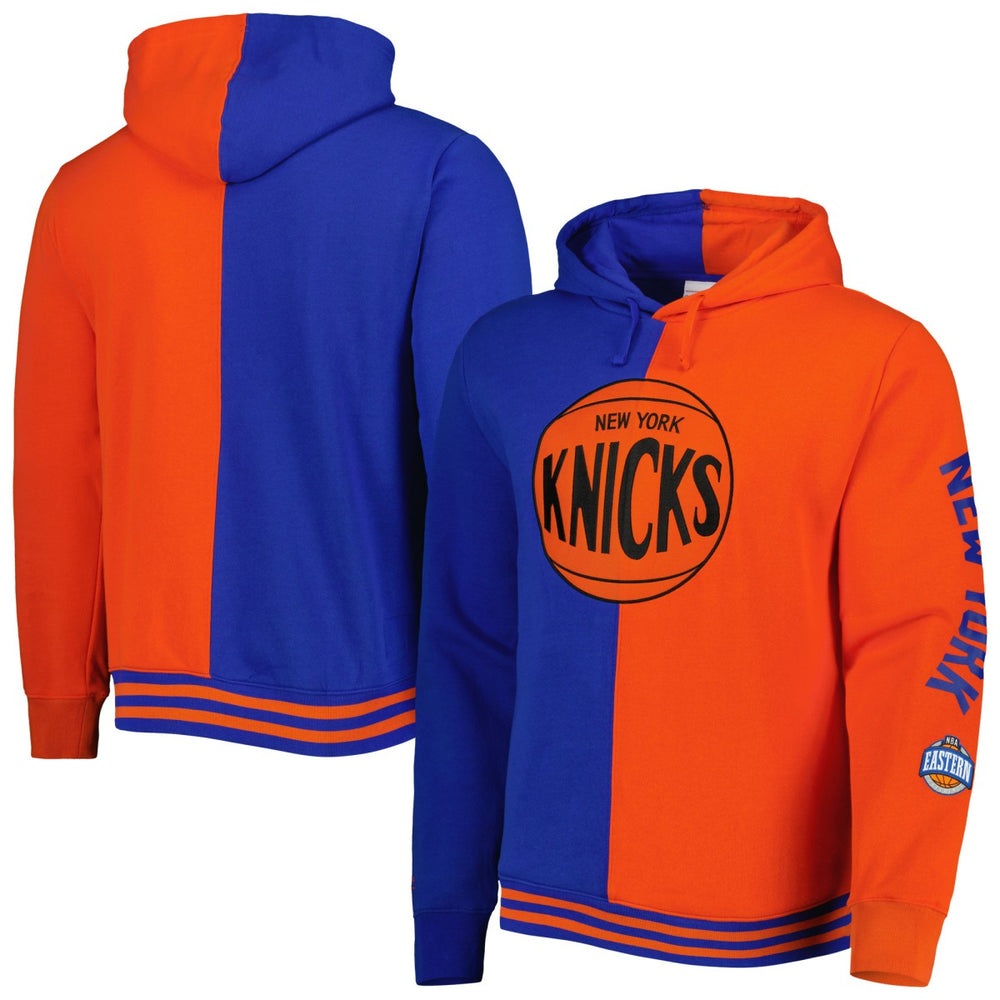 Blue/Orange New York Knicks Hardwood Classics Split Pullover Hoodie | NBA