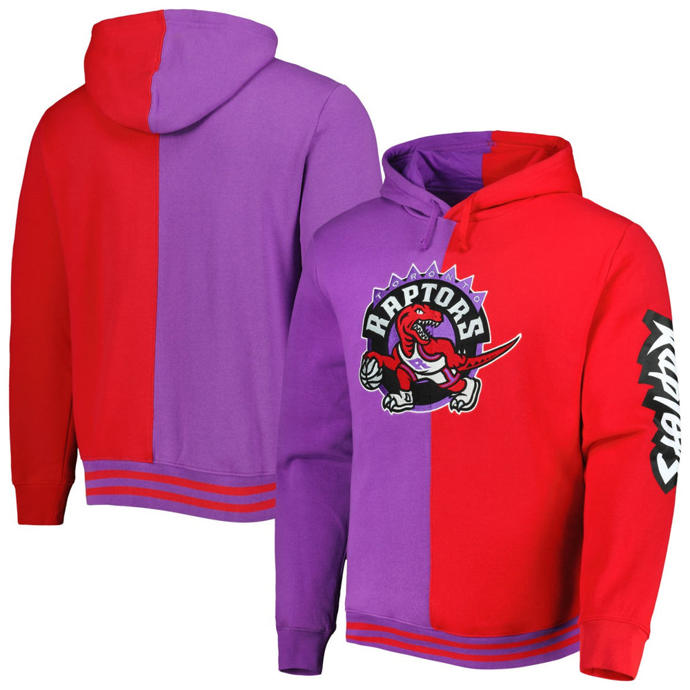 Purple/Red Toronto Raptors Hardwood Classics Split Pullover Hoodie | NBA