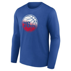 Royal Philadelphia 76ers Gradient Logo Long Sleeve T-Shirt | NBA
