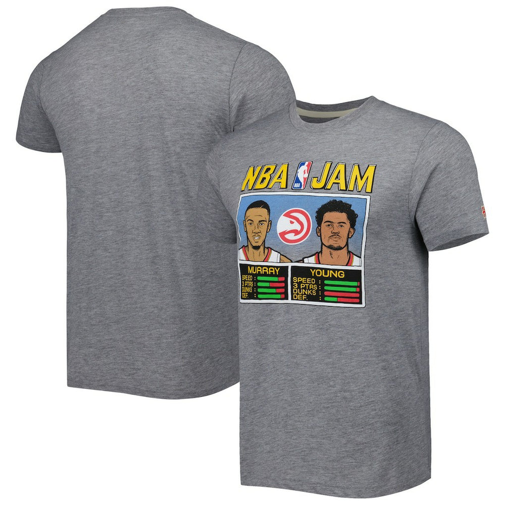 Gray Dejounte Murray & Trae Young Atlanta Hawks Homage NBA Jam Tri-Blend T-Shirt | NBA