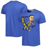 Royal Stephen Curry Golden State Warriors Homage Caricature Tri-Blend T-Shirt sale | NBA