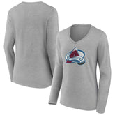 Colorado Avalanche Women's Primary Logo Team Long Sleeve V-Neck T-Shirt - NHL T-shirts