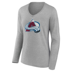 Colorado Avalanche Women's Primary Logo Team Long Sleeve V-Neck T-Shirt - NHL T-shirts