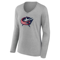 Columbus Blue Jackets Women's Primary Logo Team Long Sleeve V-Neck T-Shirt - NHL T-shirts